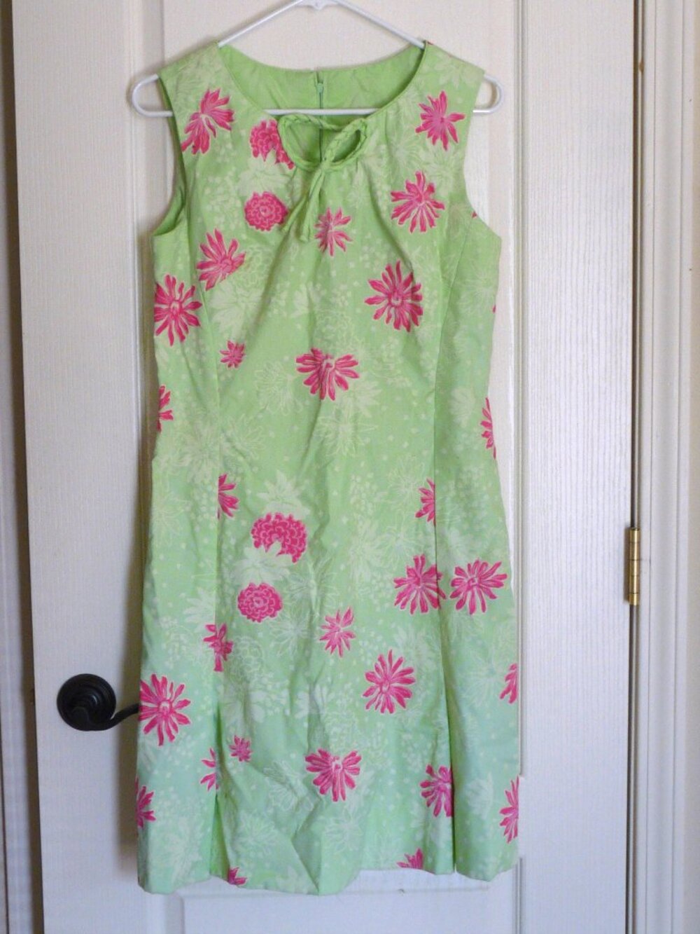 Vintage Lee Stevens Miami Lilly Key West dress green floral pink 38 bust 60's